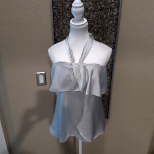 White House Black Market Silk Flounce Halter Top